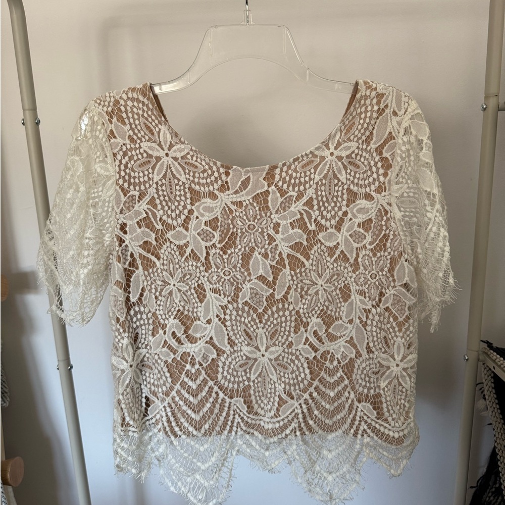 Express Lined lace boxy top NWOT